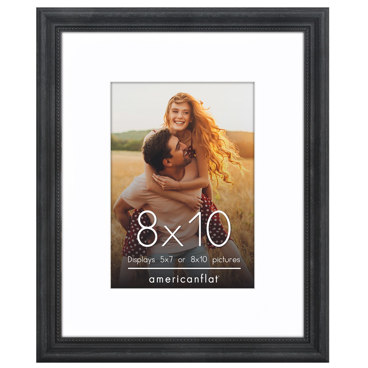 Americanflat Vintage Frames - Picture Frame with Beaded Accents - Use with Included Mat - Distressed Finish